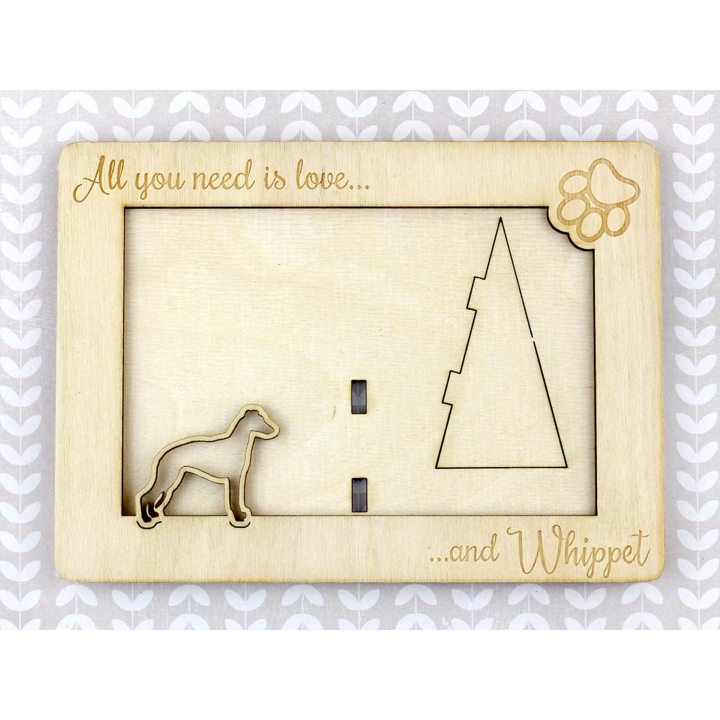 Whippet - Photo Frame, Engraved Wooden Frame, a Lovely Gadget for the Dog Lover by Art-Dog