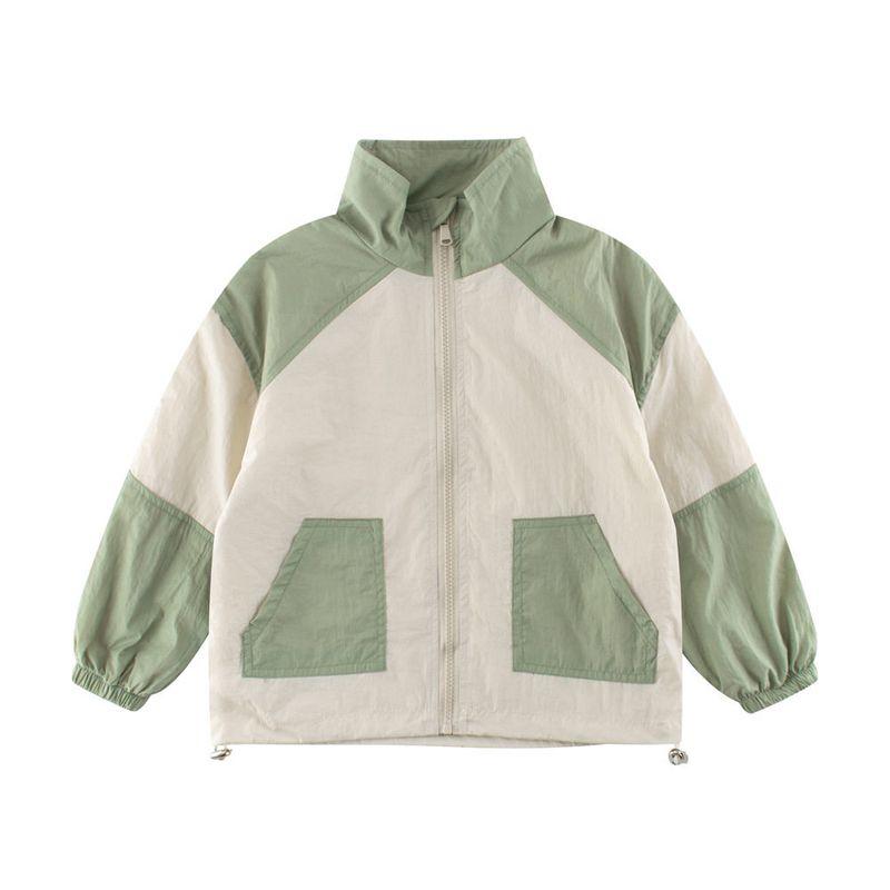 Outwear Spring and Autumn Clothing 2024 New Arrival Children s Jacket Boys and Girls Baby Stand Collar Windcheater Zip-up Shirt Children s Clothing Yr255 Green/Light Khaki 110 cm
