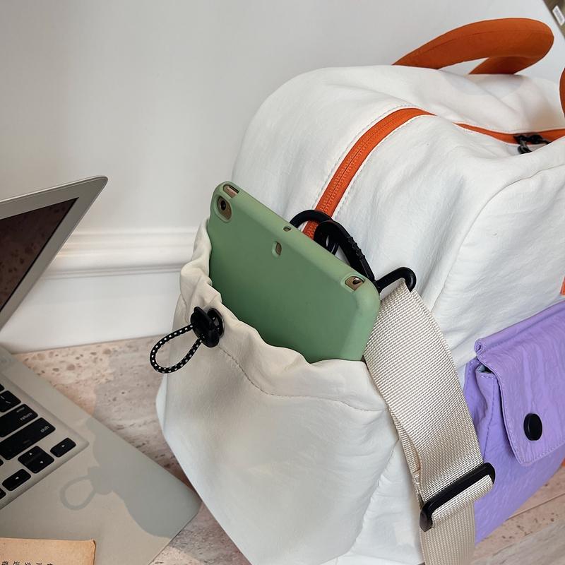Fashionable Color‑Block Splicing Travel Bag Sports and Fitness Bag Yoga Handbag Suitable for Travel Gym Tourism Weekend Trip and Other Scenes
