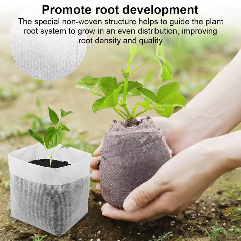 100pcs Non-Woven Nursery Bags Tree Seedling Pots with No Transplant Shock, Biodegradable Plant Growing Containers