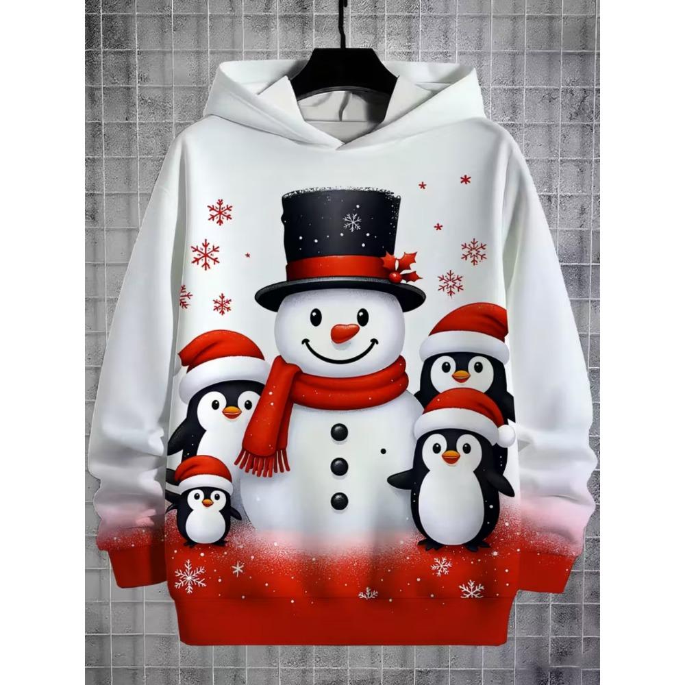 2026 Merry Christmas Sweatshirts Pullover Children's Hoodie Cartoon Santa Claus Graphic Hoody Snowman Sweatshirts Unisex Top