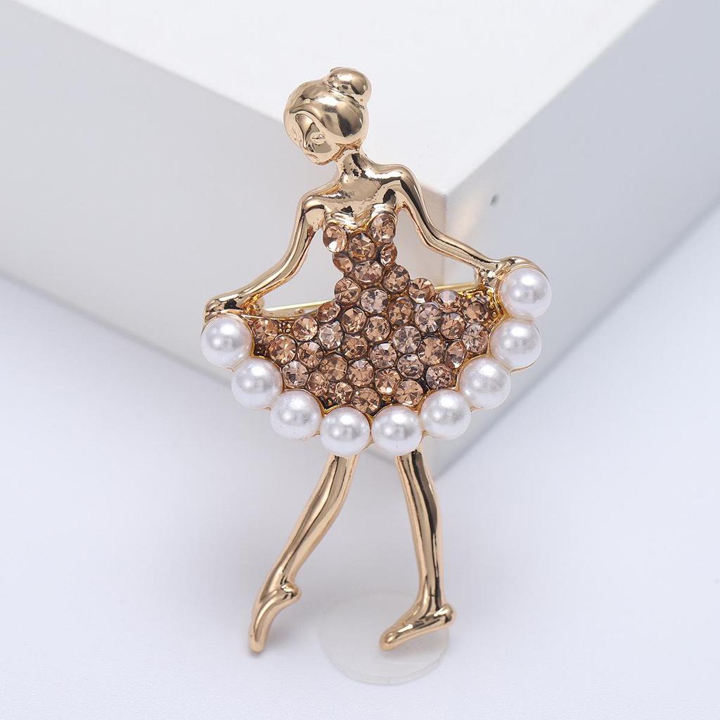Broche Danseuse de Ballet Strass Style Européen & Coréen - Accessoire de Manteau pour Femme