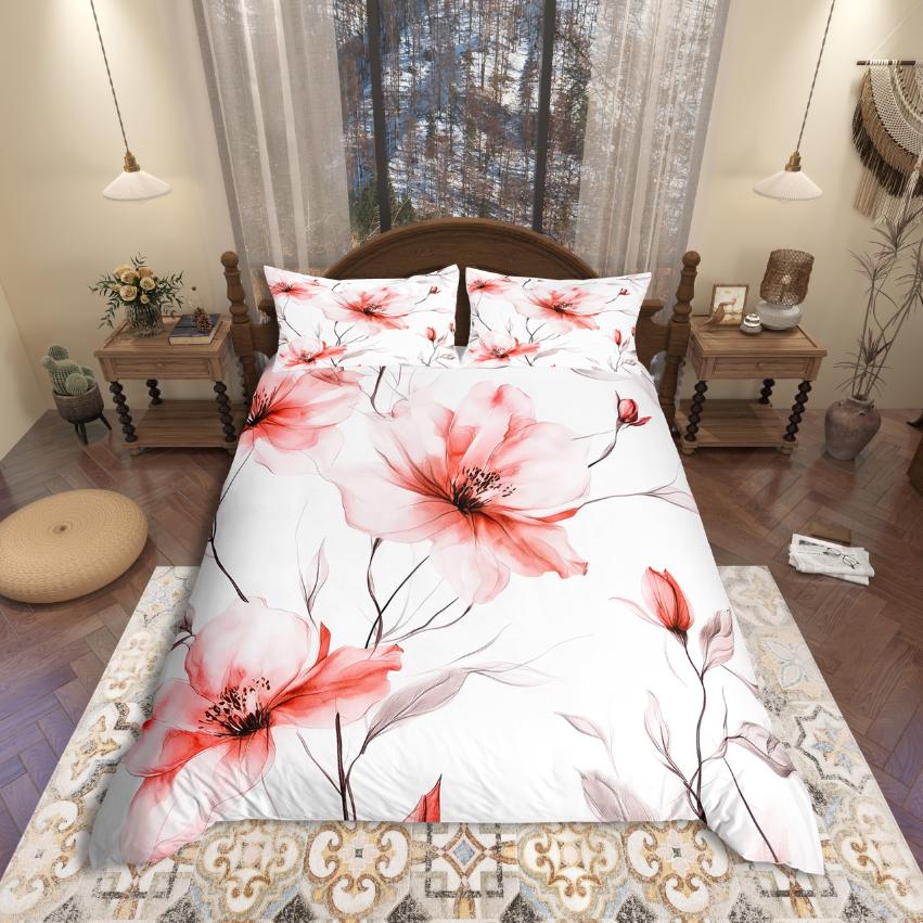Homewish Cartoon Cat Duvet Cover SetColorful Flower Floral Comforter Cover SetBlack Kitten Bed Set For Girls Kids