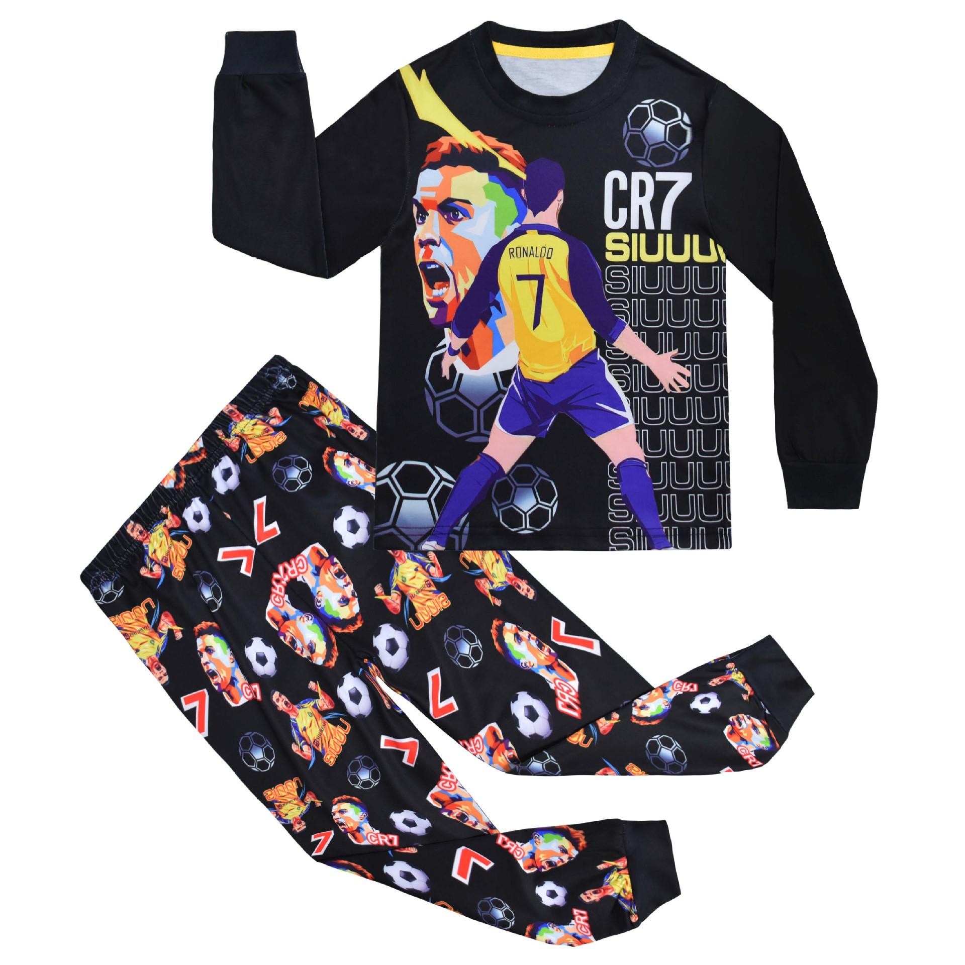 

Long-Sleeved Set, Football Player Print, Middle-Aged And Older Children S Casual Loungewear Long-Sleeved + Pants Set. 110