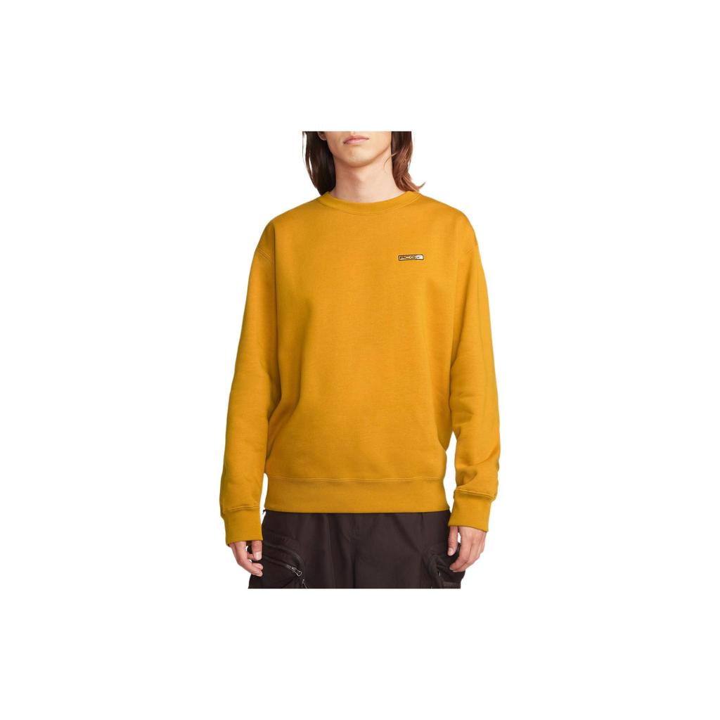 Nike Solid Color Logo Embroidered Crew Neck Pullover Sweatshirt Unisex Tops Yellow DM9942-727