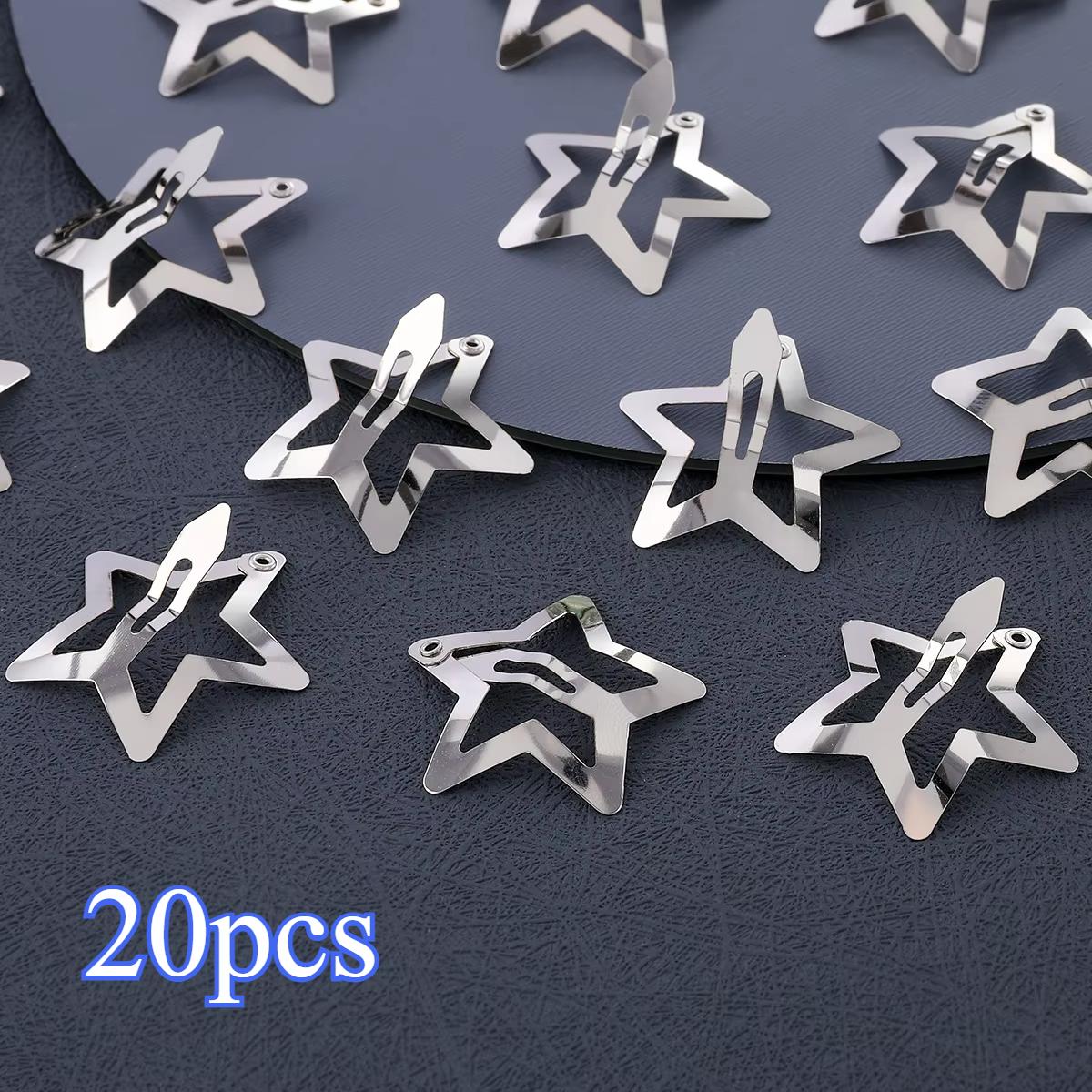 

100/50/20/10/5/2 шт Y2K звездные заколки для волос для девочек филигранные металлические заколки-звездочки женские простые шпильки BB заколки аксессуары для волос 20pcs серебряный