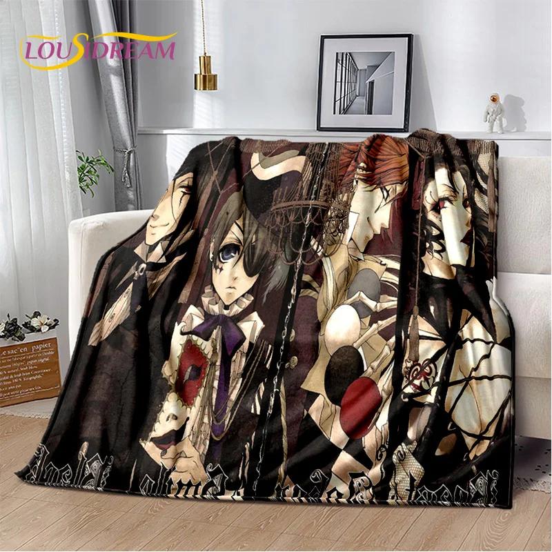 Cartoon Black Butler Anime 3D-Decke, weiche Überwurfdecke für Zuhause, Schlafzimmer, Bett, Sofa, Picknick, Reisen, Büro, Ruhebezug, Decke für Kinder
