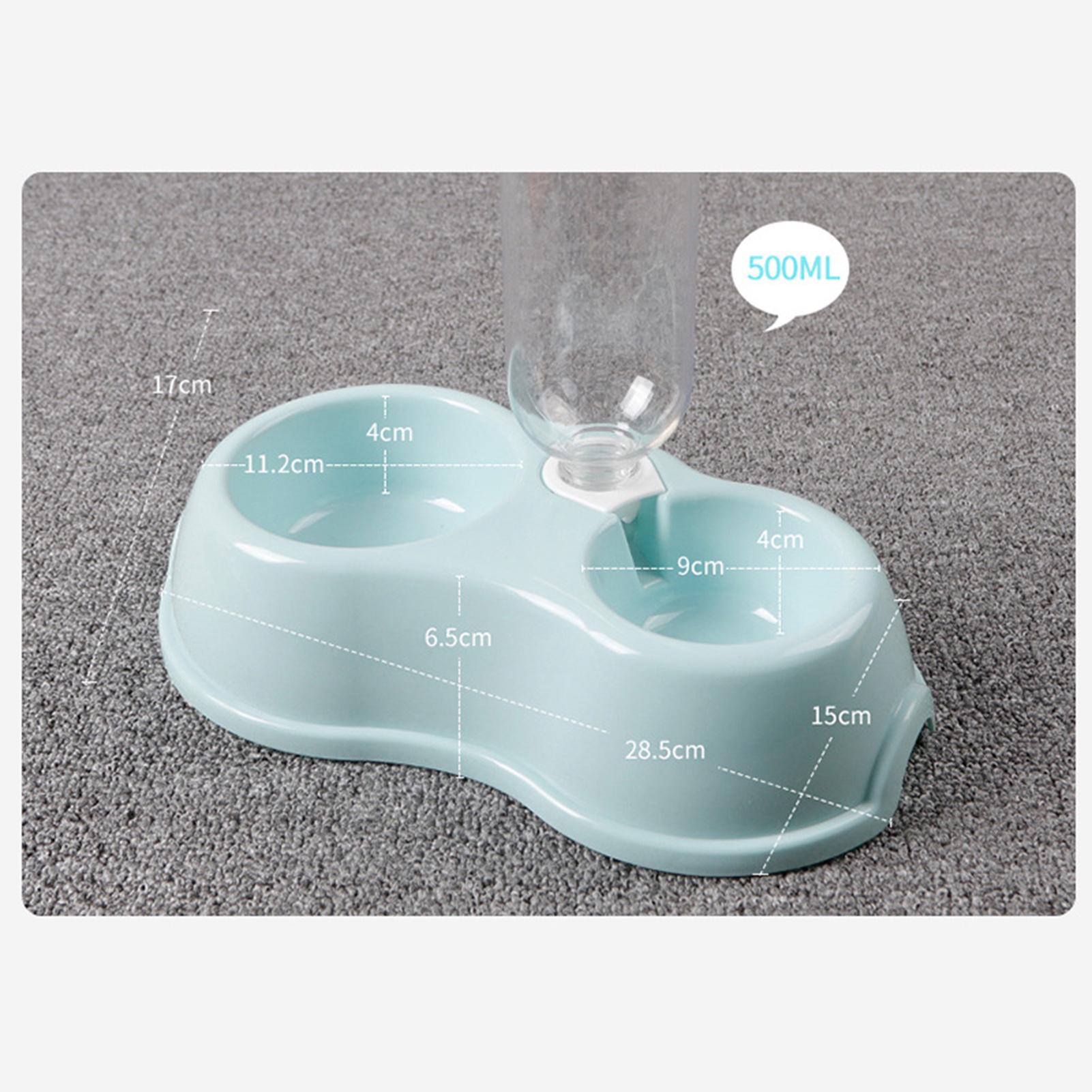 

Pet Double Bowl Round Plastic Automatic Water Storage Dog Bowl with Drink Bottle