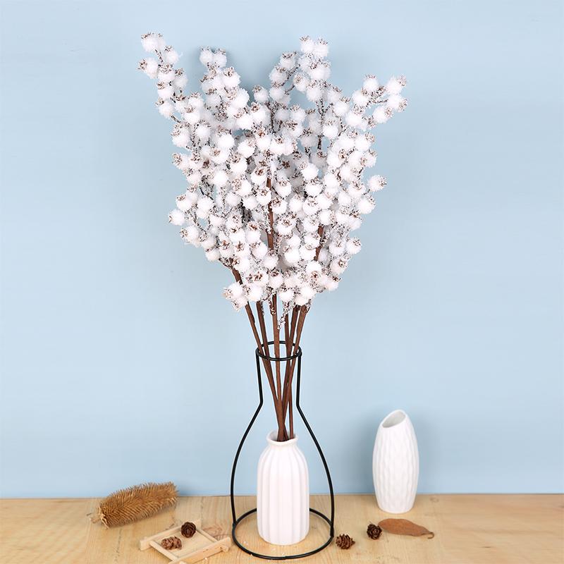 1Pcs 58cm Artificial White Berries Stems Christmas Berry Branches For Flowers Arrangements&Home DIY Crafts Fake Snow Tree Decora