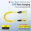 65W 4 In 1 Fast Charging Cable Car Spring Telescopic USB Type C Data Cable for Intelligent Electronic Communication Equipment