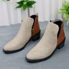 Chunky Heel Chelsea Boots - Spring 2025 Pointed Toe, Mid-Heel, Plus Size Women's Short Boots