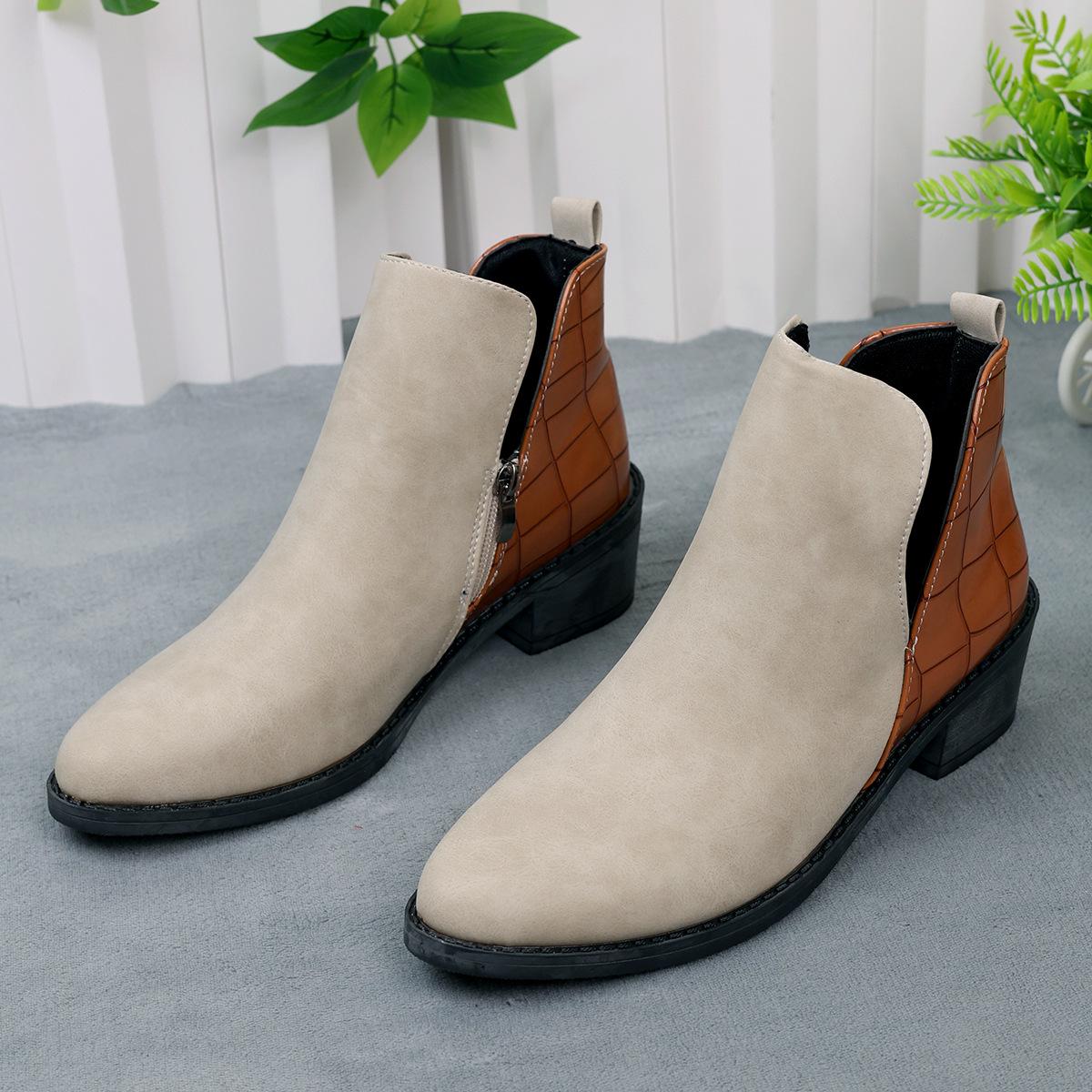 Chunky Heel Chelsea Boots - Spring 2025 Pointed Toe, Mid-Heel, Plus Size Women s Short Boots 40 оранжевый