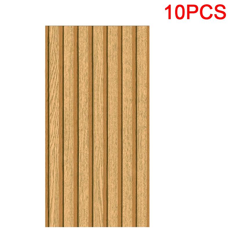 

10 pieces/bag foam board moisture-proof self-adhesive living room 3D wood grid wallpaper waterproof PET background wall sticker 30*60CM 30*60cm