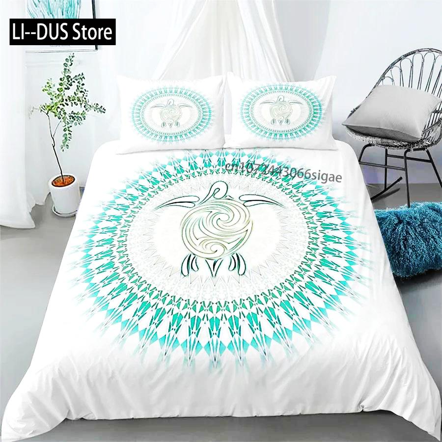 Conjunto de Capa de Edredom Mandala Roupa de Cama Boêmia Azul Rosa Elegante Boêmio Romântico King Poliéster Capa de Edredom Capa de Edredom Fronha