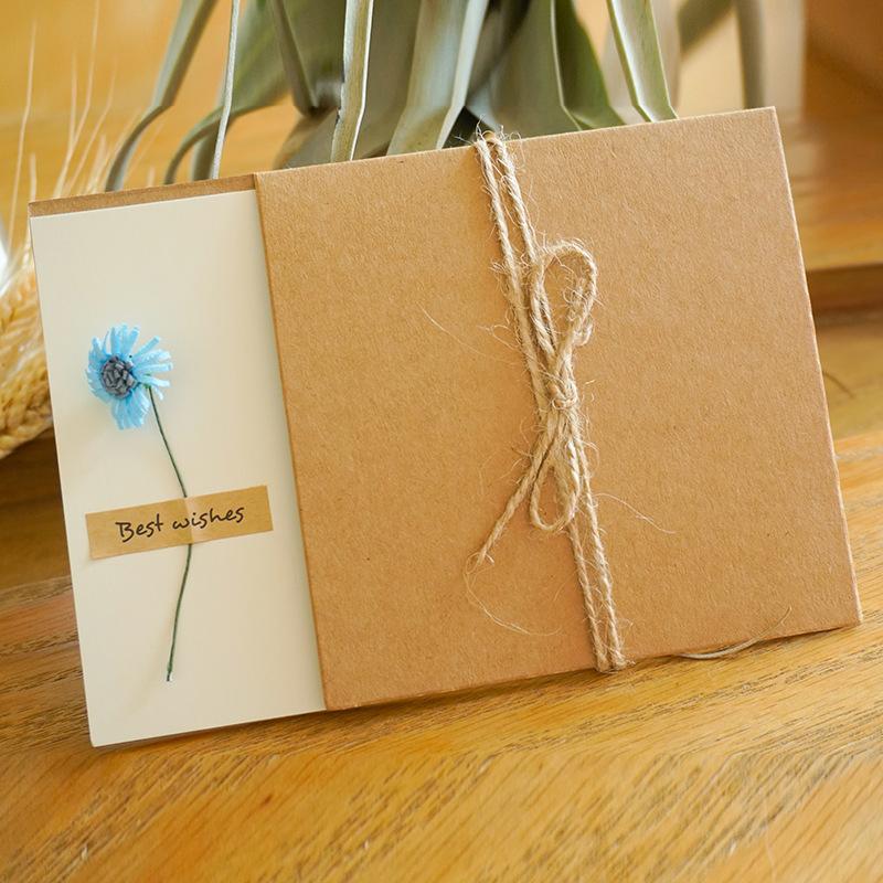10pcs/Pack Retro Eternal Flower Kraft Paper Cards, Holiday Cards, Birthday Cards