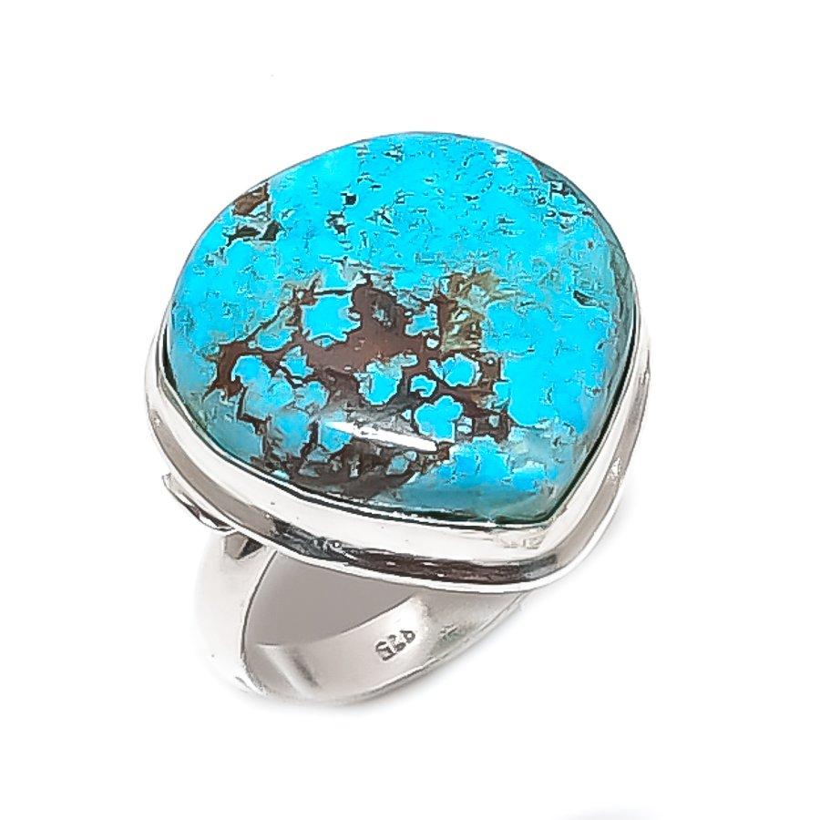 

Тибетская бирюза драгоценный камень ручной работы кольцо из стерлингового серебра 925 пробы размер 7,5 B1v35