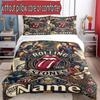 3-teiliges Bettbezug-Set (1 * Bettbezug + 2 * Kissenbezug, ohne Kern), Benutzerdefinierter Name The Rolling Stones Muster Bettwäsche-Set, Heim Schlafzimmer Dekor Geschenk