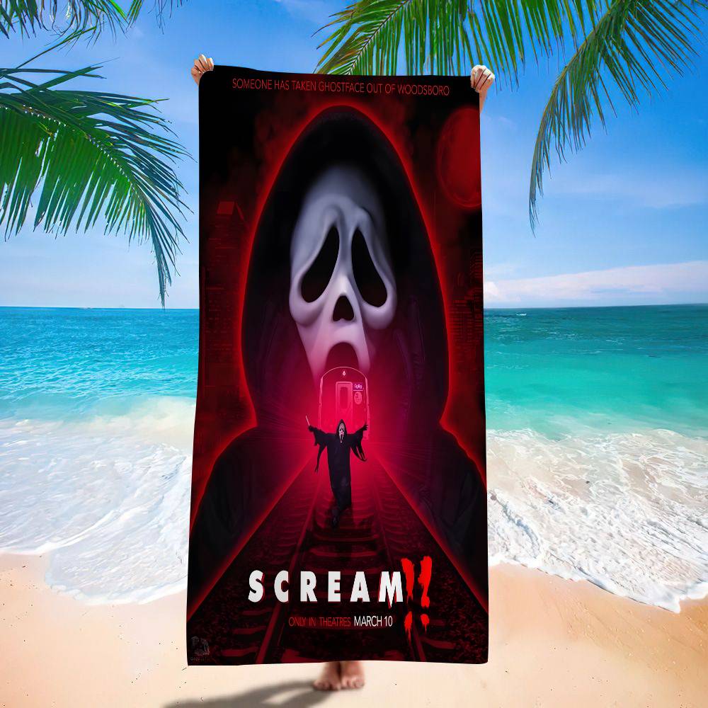 Scream Horror Movie Anime Beach Towel Colorful Bath Towels for Quick Dry Custom Sand Free Beach Yoga Spa Gym Pool