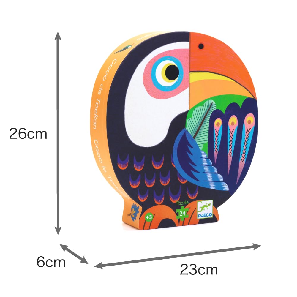 DJECO Silhouette Puzzle the Jigsaw Bird Stylish and Perfect for Home Ages Boys and and Perfect Gift for Sports and Long Autumn "Coco Toucan" 24-Piece