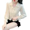 Chinese Style Chiffon Shirt Button-up Shirt for Women Long Sleeve Spring and Autumn New Style Waist-hugging Slimming Top Shirt