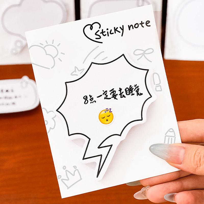 30Sheets Student Cute Minimalist Speech Bubble Sticky Notes, High-Aesthetic Removable Paper, Reusable N-Stick Memo Pads Gift