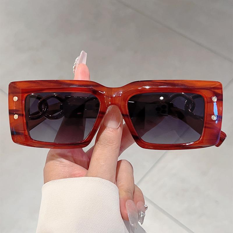 Vintage Rectangle Black Shades Women Trendy Retro Punk Decor Sunglasses Stylish Leopard Vacation Beach Sun Glasses