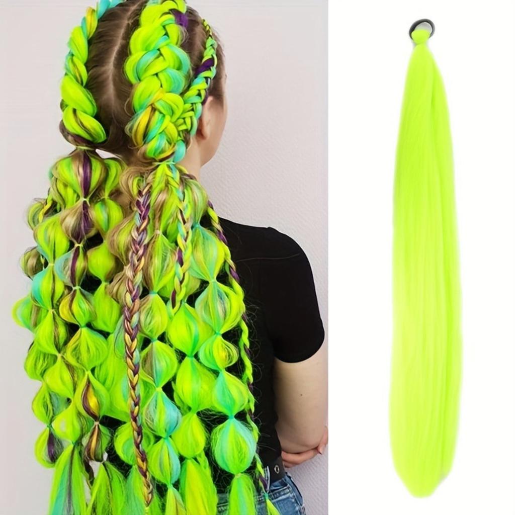 Extensii de Păr Coadă de Cal Sintetică Împletită de 66,04 cm | Rezistent la Căldură, Fibră de Înaltă Temperatură Dreaptă Yaki, Festival, Petrecere, Spectacol, Halloween, Cosplay