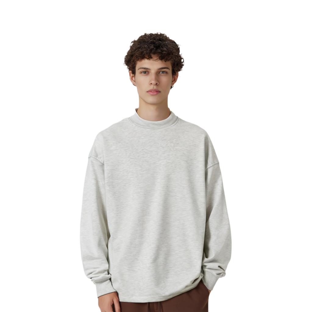 Fear of God Essentials SS22 Relaxed Mockneck Fleece-Lined Sweatshirt Men Tops Light-Oatmeal FOG-SS22-603