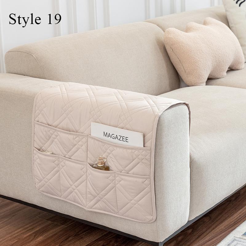 Portable 50x90cm Storage Bag Solid Color Waterproof And Non-slip Recliner Sofa Cover With Pocket Armrest Towel Home Decortion