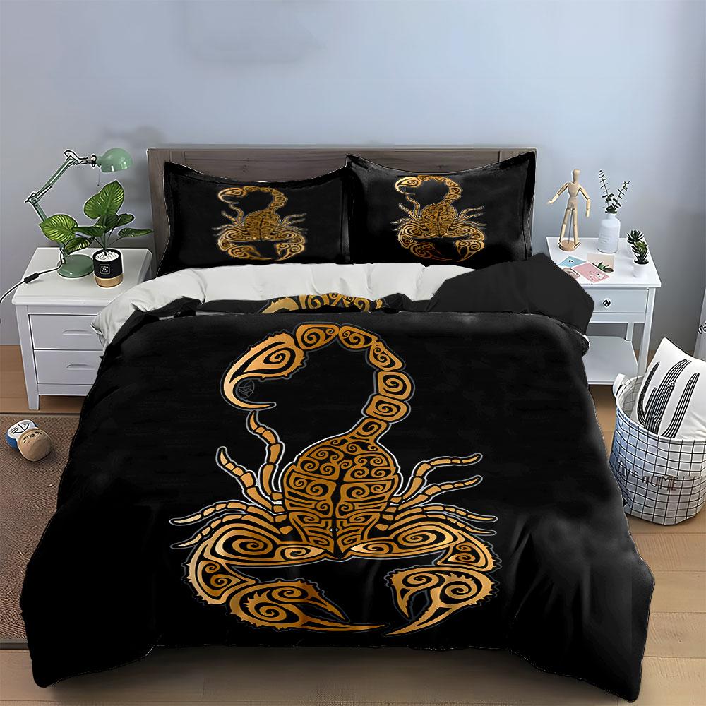 Scorpion Pattern 3-Piece Set Multiple Sizes Kid'S And Adults' Bedroom Exquisite 3Pc Bedding Set, Gift