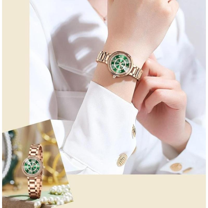 NIBOSI Diamond Dial Quartz Watch for Women Fashion Elegant Ladies Watches Stainless Steel Waterproof Women's Wristwatch