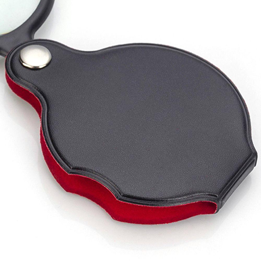 Foldable Pocket Reading Newspaper Leather 50mm Jewelry Magnifier Loupe Magnifying Glass Gift