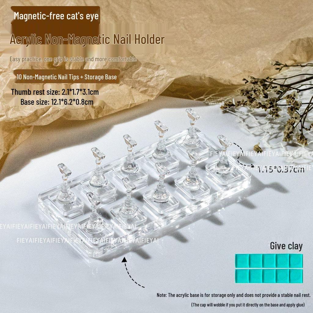 Non-Magnetic Nail Art Finger Cots: Cat Eye Acrylic Practice Base & Wearable Nail Pattern Stand