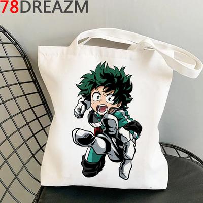 My Hero Academia Shopping Bag Tote Eco Shopper Grocery Canvas Cotton Bag Woven Sacola Reusable Custom