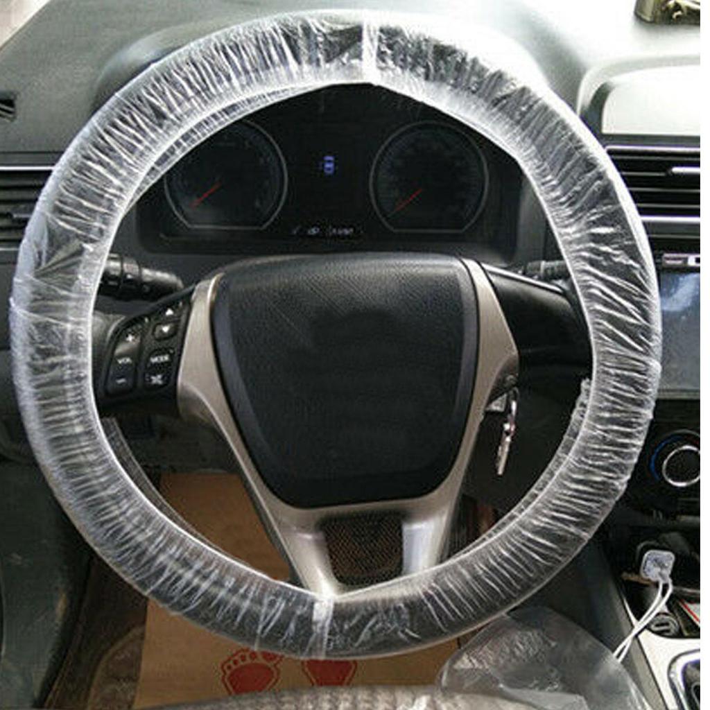 100pcs Disposable Steering Wheel Covers Waterproof & Anti-Slip Protectors for Car Truck, Mechanics, Valet & Fleet Hygiene