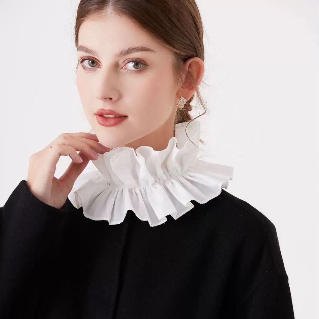 Women's Solid Colour Black White Vertical Cotton Fake Collar Ruffled Neck Collar Fashion Lace False Collar Four Seasons