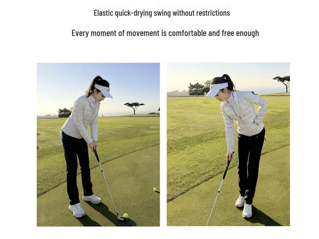 TASHI GOLF Women's Winter Warm Slimming Down Jacket & High Waist Fleece Pants Set