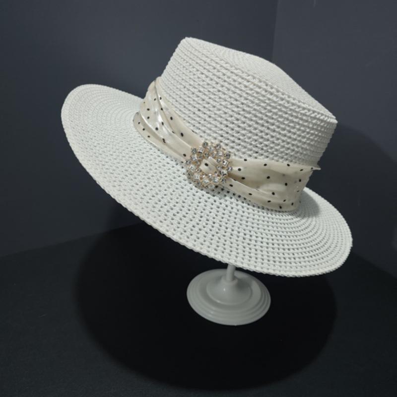 New Model Beach Straw Caps Woman's Summer Fashion Trend Flat Top Sunshade And Sunscreen Beach UV Protection Top Hats