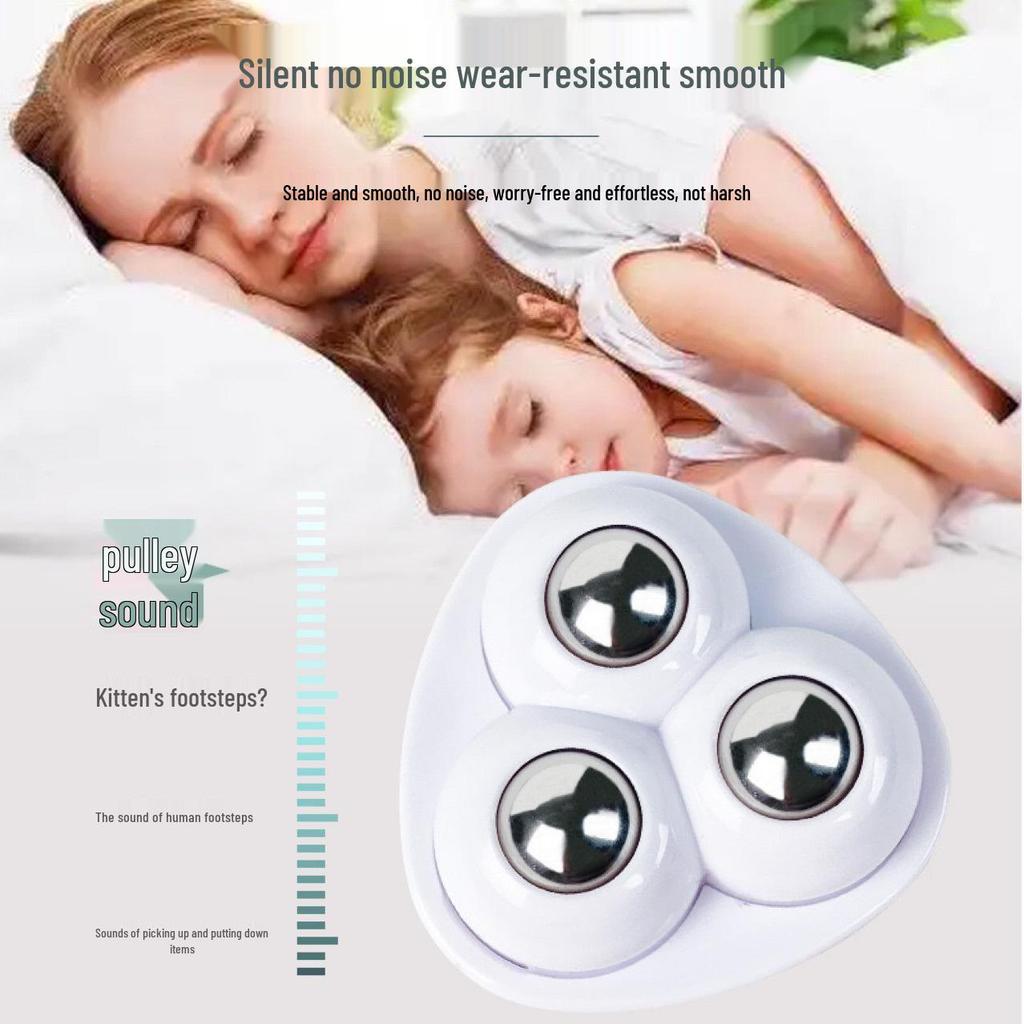 No-Punch Adhesive Triple Ball Casters - Silent, Wear-Resistant Rollers for Box Bases (Home/Office Use)