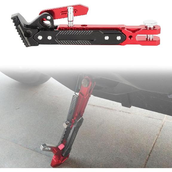 Motorcycle Foot Side Support Stand Universal Adjustable Aluminum Alloy Tripod Kickstand Foot Side Support Stand(Red), Car