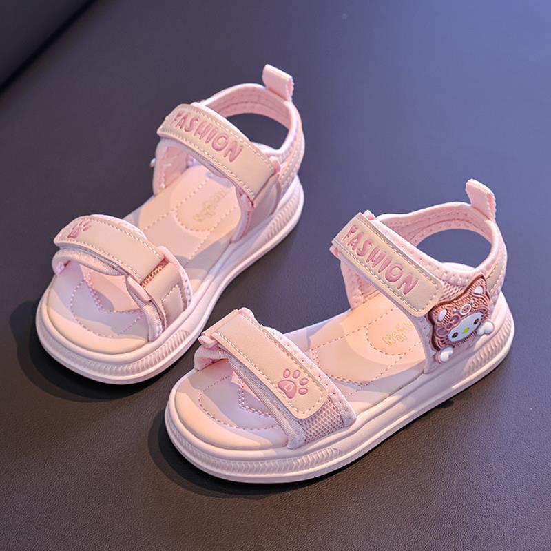 Girls' Summer Sandals2026New children's soft-soled Velcro open-toe beach shoes for girls, suitable for older children and princess shoes