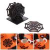 Spooky Spider Web Coasters Wood Halloween Drink Coasters Gift Table Cup Mats  Party Supplies