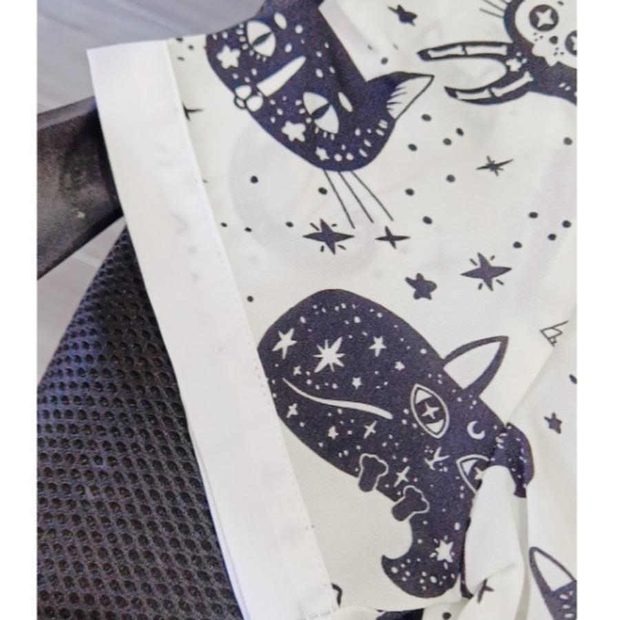 Patchwork Color Lapel Collar Blouses & Shirts White Cat Printed Tops Women’s Clearance In Stock