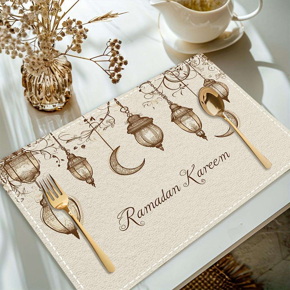Набор из 4 фонарей Ramadan Kareem с изображением луны. Эти салфетки можно стирать в машине, они термостойкие и легко чистятся. 1pcs