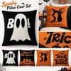 4PCS Halloween Pillow Covers Linen Printed Waist Cushion Covers Home Decorative Throw Pillow Cases for Sofa Chair Bed