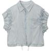 Mishow French Style Striped Linen Blend Short-Sleeve Shirt