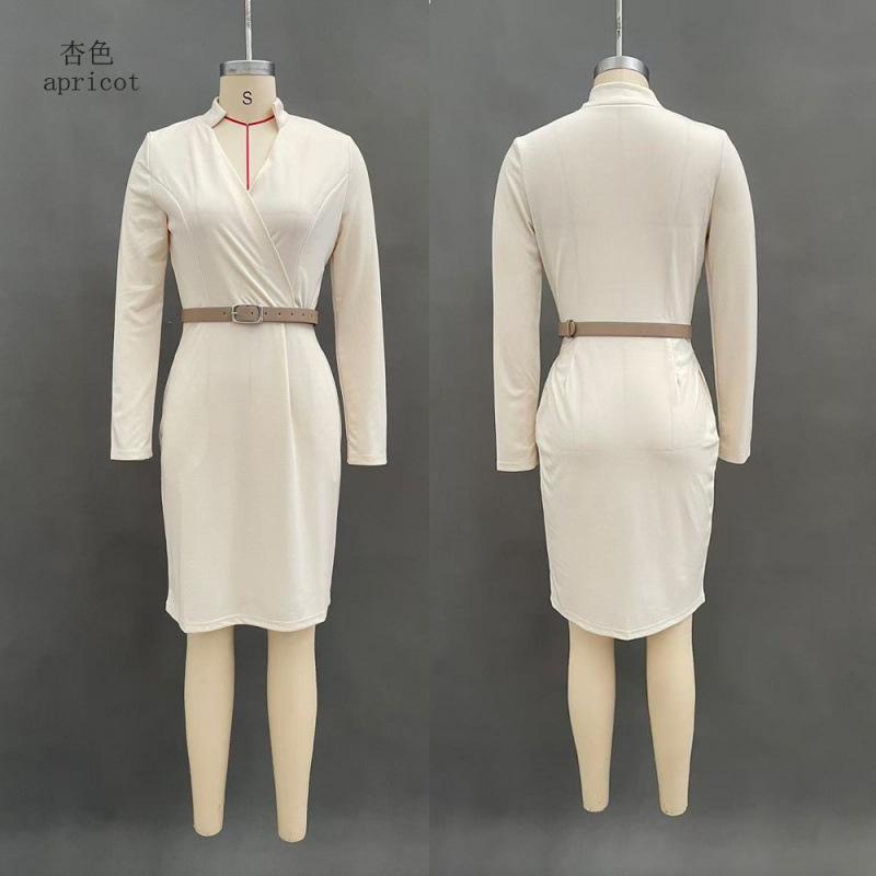 European and American popular spring and autumn new French temperament celebrity waist hip wrap long sleeve suit dress