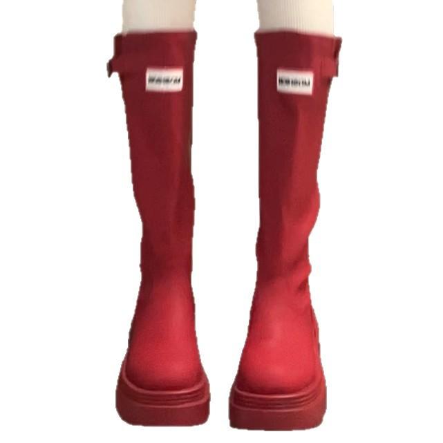 Niche Letters Thick-soled Heightened and Thin Tall Boots Women's Autumn and Winter British Style Fashion Spice Girl Sleeve Fashion Boots