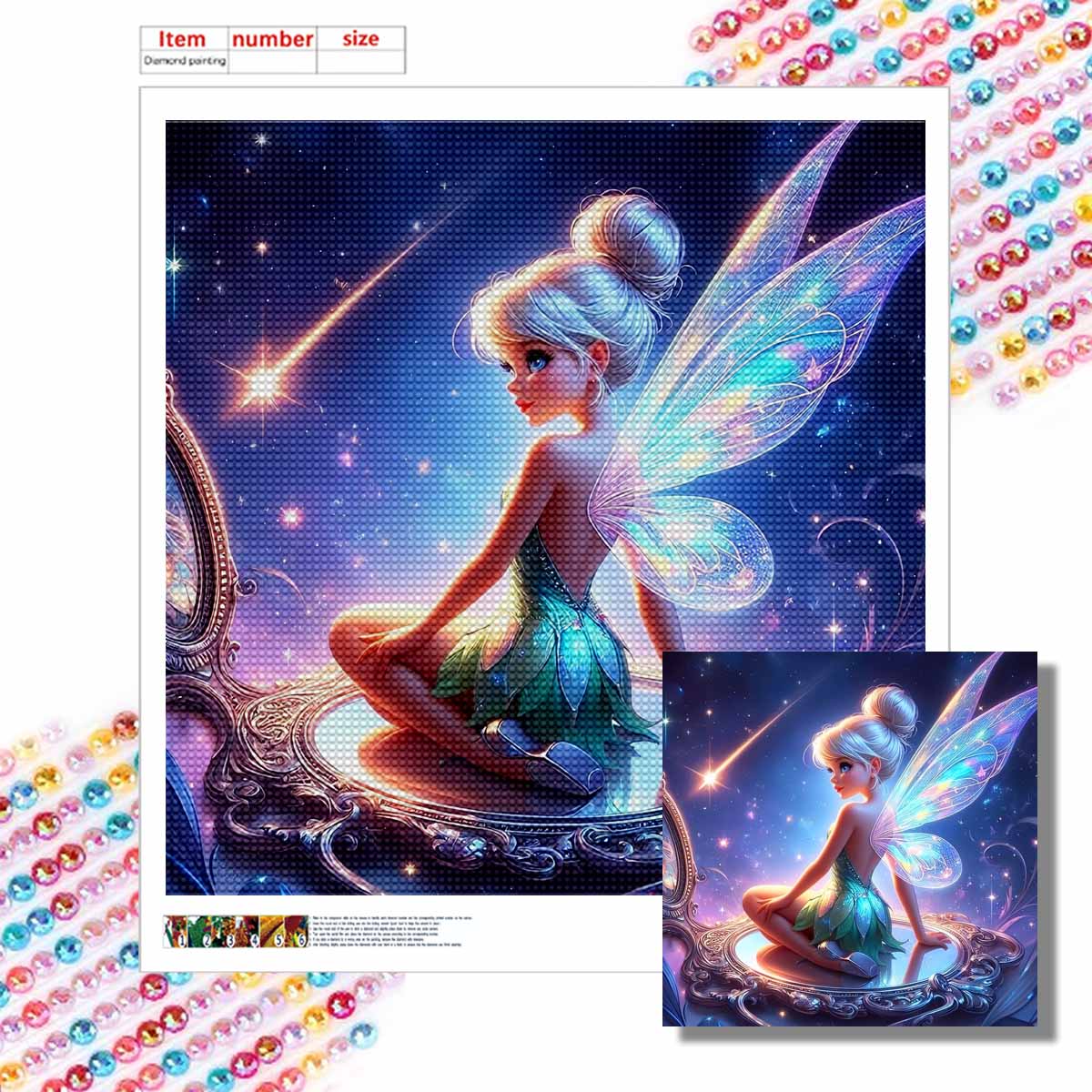 

5D DIY Алмазная Живопись Декоративная Фея Сидит Прямо Полная Круглая Выкладка Пейзаж Алмазная Вышивка Наборы для Вышивания Крестом Домашний Декор Подарок Round 20x20cm