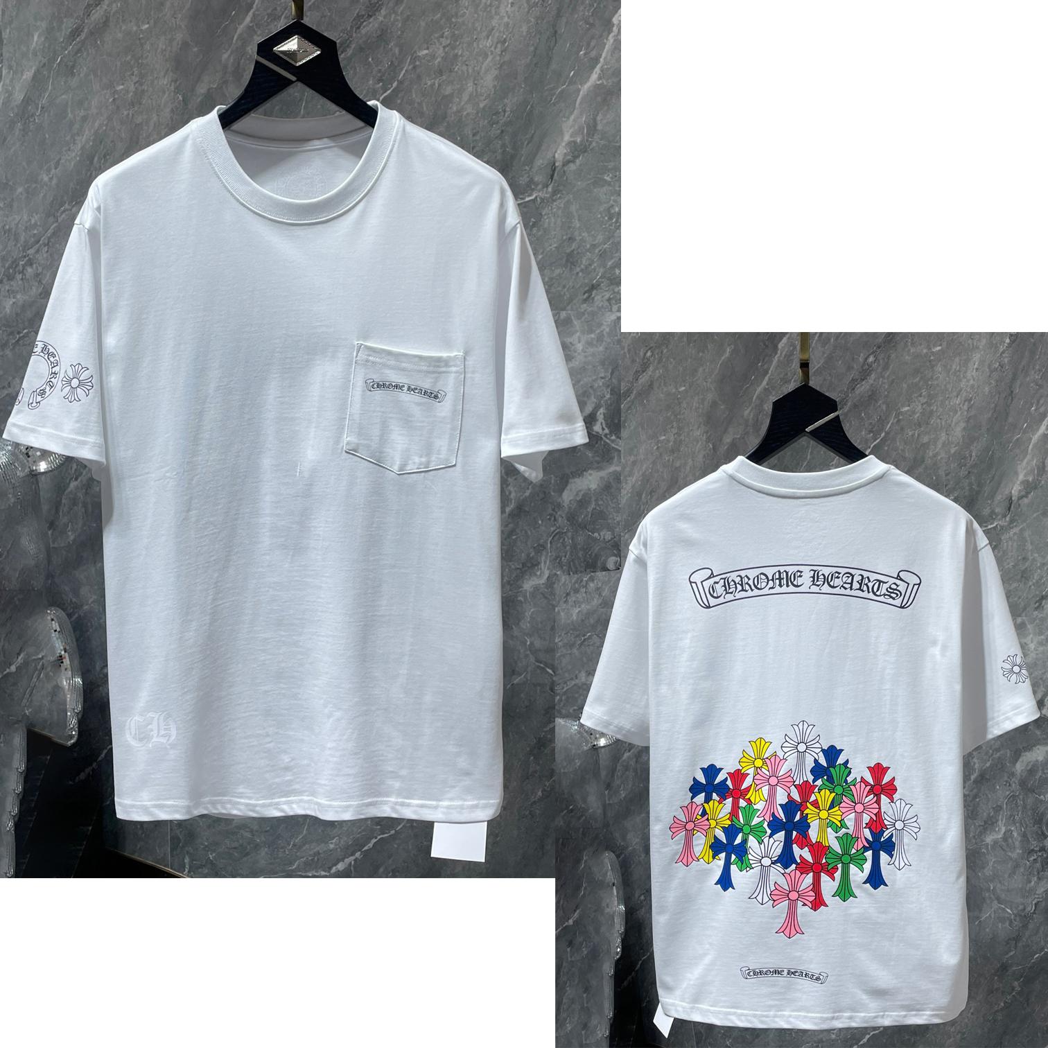 

8556 ХРОМІЗОВАНІ СЕРДЕЧКА 2025 Літня нова чоловіча та жіноча футболка з круглим вирізом вільного крою великого розміру високої якості, для пар L білий